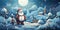 Beautiful Christmas theme with Santa and snowman Trendy, stylish, modern, elegant, mix of bright colors. Inspired by