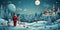 Beautiful Christmas theme with Santa and snowman Trendy, stylish, modern, elegant, mix of bright colors. Inspired by