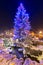 Beautiful Christmas tree at Krupowki street in Zakopane