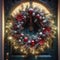 Beautiful Christmas wreath hanging on seasonal door