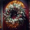 Beautiful Christmas wreath hanging on seasonal door