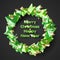 Beautiful Christmas wreath of stylized triangular pyramids