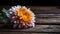 Beautiful chrysanthemum flower on a wooden background.