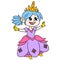 Beautiful Cinderella Princess in fancy dress is coming to the party, doodle icon image
