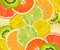 Beautiful citrus fruits of lemon, orange, grapefruit, lime background