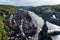 Beautiful city Dinant with church and bridge and famous for sax, Belgium