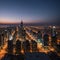 The beautiful city skyline was taken by drones.