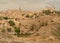 Beautiful city of  Toledo gleaming under the cloudy sky in Spain