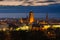 Beautiful cityscape of Gdansk with St. Mary Basilica and City Hall at dawn, Poland