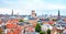 Beautiful cityscape with panoramic city views from above in Copenhagen, Denmark. Exotic amazing places. Popular tourist atraction