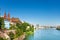 Beautiful cityscape of Swiss Basel at sunny day