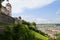 a beautiful cityscape of Wurzburg with Marienberg Fortress und Old Main Bridge on a sunny spring day