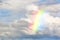 Beautiful Classic Rainbow Across In The Blue Sky After The Rain, Rainbow Is A Natural Phenomenon That Occurs After Rain, Rainbow