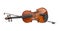 Beautiful classic violin and bow  on background, top view. Musical instrument