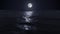 Beautiful clear moon reflecting in the ocean or sea night sky with stars loop 4k