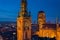 Beautiful clock of the town hall in Gdansk at night, Poland