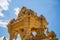 A beautiful closeup carvings of an exterior of hindu temple.