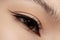 Beautiful closeup female eye with fashion black liner make-up