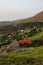 Beautiful closeup of a modern ranch house on the slope of a mountain