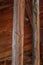 A beautiful closeup of an old wooden log. Part of a historic copper mine building.