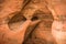 A beautiful closeup of a sandstone cliffs in Latvia. Close pattern of a sand formations. Sandstone caves at the seaside.