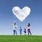 Beautiful cloud love and family on blue sky