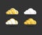 Beautiful clouds icons golden and silver color vector