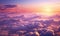 beautiful clouds with a lovely sunset, colorful and realistic aerial view. Generative AI