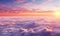 beautiful clouds with a lovely sunset, colorful and realistic aerial view. Generative AI