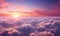 beautiful clouds with a lovely sunset, colorful and realistic aerial view. Generative AI