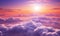 beautiful clouds with a lovely sunset, colorful and realistic aerial view. Generative AI