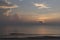 Beautiful cloudscape against sand beach in sun rise time