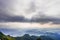 Beautiful cloudy scenic of the mountain range in Thai-Laos border with the Mekong river on the top of Phu Chi Dao Forest Park