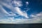 Beautiful cloudy sky with the dark ocean at Brighton le sands, Sydney, Australia.