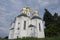 Beautiful cloudy sky over the ancient Orthodox Church of St. Catherine in the Ukrainian city of Chernihiv. An example of baroque