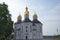Beautiful cloudy sky over the ancient Orthodox Church of St. Catherine in the Ukrainian city of Chernihiv. An example of Ukrainian