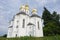 Beautiful cloudy sky over the ancient Orthodox Church of St. Catherine in the Ukrainian city of Chernihiv. An example of Ukrainian