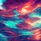 Beautiful cloudy sunset and intense Ocean waves digital art