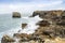 Beautiful coast of Papoa islet in Peniche, Portugal