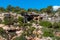 The beautiful coast shore of the island Mallorca in spain with some caves in this little mountain