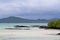 Beautiful coastal scenery of a sandy shore in Galapagos Islands, Ecuador