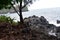 Beautiful Coastal shoreline in Hawaii with waves slowly crashing on the shore