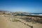 Beautiful coastal view of El Salado - Salted Beach. Shining clear blue sky over Horizon line, wave ripples on the turquoise water