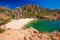 Beautiful coastline view to Spaggia di Li Cossi and azure clear water, Costa Paradiso, Sardinia, Italy, Europe