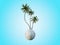 Beautiful coconut palm trees isolated conceptual mini floating globe with diversity in natural landscapes and environments