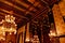 beautiful coffered wood and ceramic inlaid high ceiling of the St. Istvan Room in Budapest