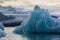 Beautiful cold dramatic sunset landscape picture of icelandic glacier lagoon bay. Iceland, Jokulsarlon lagoon