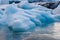 Beautiful cold dramatic sunset landscape picture of icelandic glacier lagoon bay. Iceland, Jokulsarlon lagoon