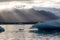 Beautiful cold dramatic sunset landscape picture of icelandic glacier lagoon bay. Iceland, Jokulsarlon lagoon