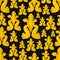 Beautiful colombian ancient indigenous golden frog representation seamless pattern